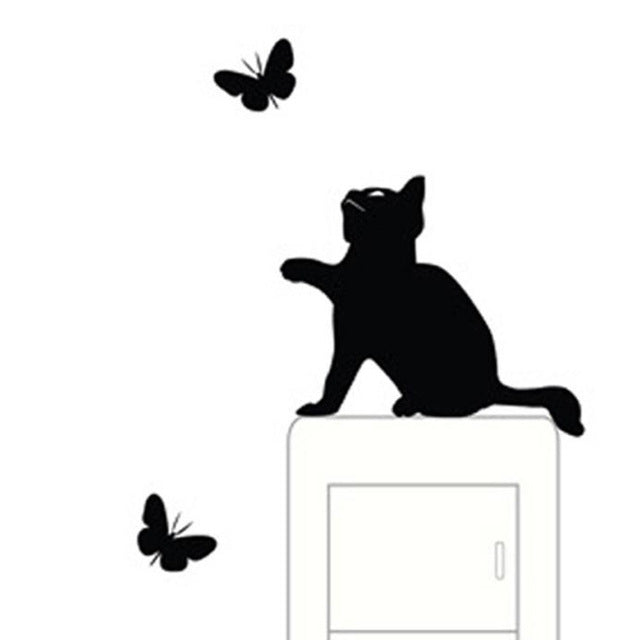 cat Wall Decorating Switch Vinyl Decal Sticker