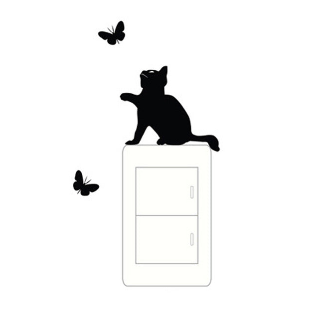 cat Wall Decorating Switch Vinyl Decal Sticker