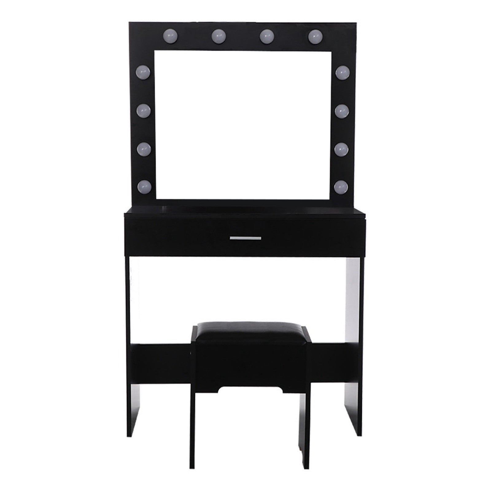 Vanity Set - Lighted Mirror, Makeup Table, and Cushioned Stool