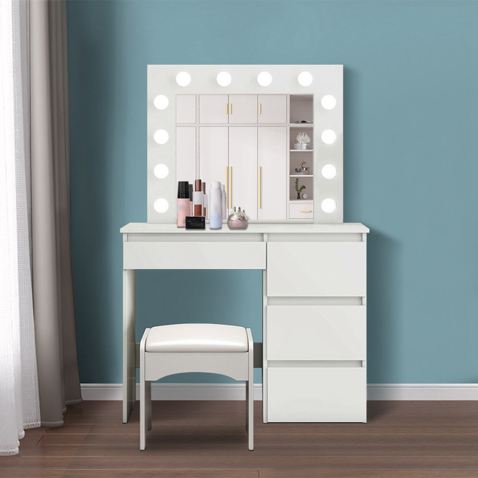 ANYHI Hollywood Vanity Mirror with Lights,Large Lighted Makeup Mirror,Led  Dressing Table Mirror,Wall Mount Beauty Mirrors for Bedroom with 10X  Magnifying,3 Color Modes(48.5 * 41cm,Silver) (L635) : Amazon.co.uk: Home &  Kitchen