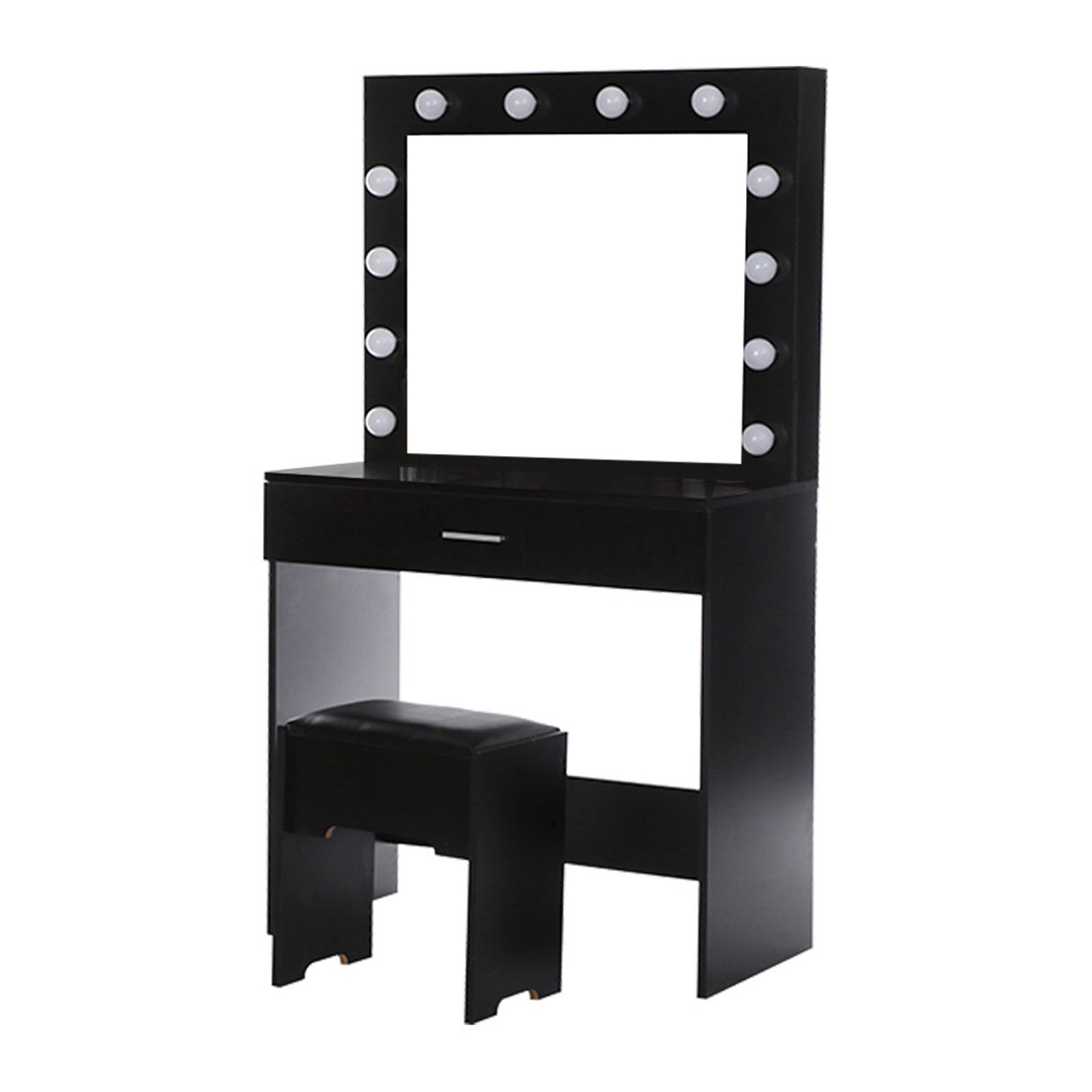 Vanity Set - Lighted Mirror, Makeup Table, and Cushioned Stool