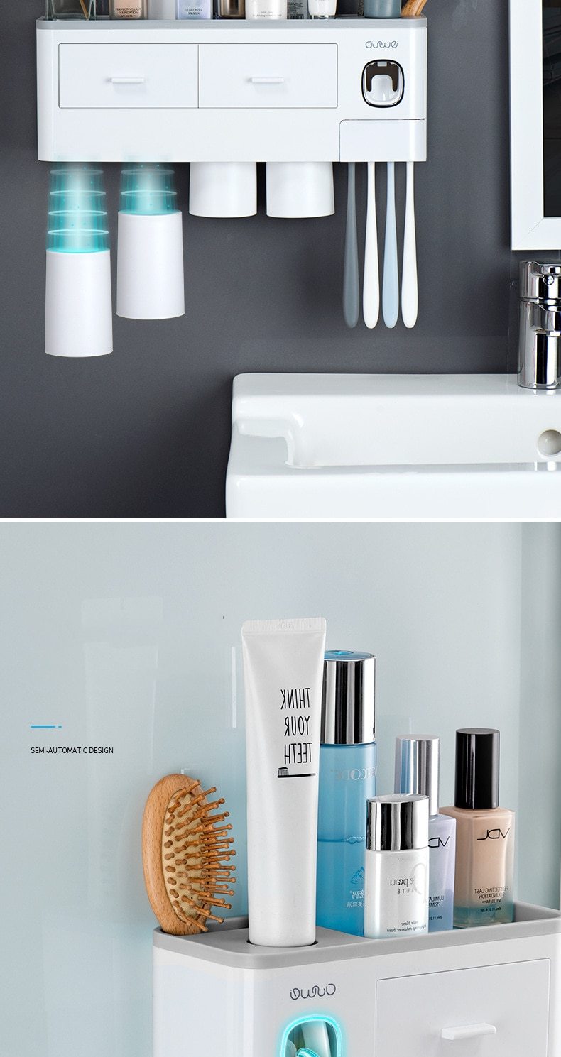 3 Color Bathroom Accessories Toothbrush Holder Automatic Toothpaste